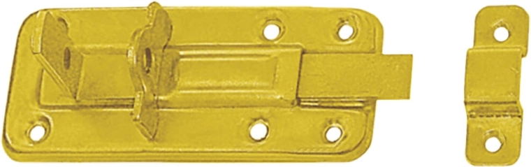 Pasador con cierre para candado para contraventanas y puertas 120 × 45 × 1,0 mm, acero galvanizado amarillo