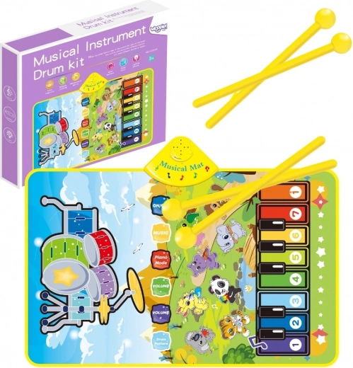 Alfombra musical interactiva 2 en 1 piano y batería WOOPIE para niños