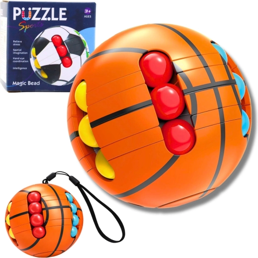Bola lógica sensorial con cuentas – rompecabezas fidget naranja para niños