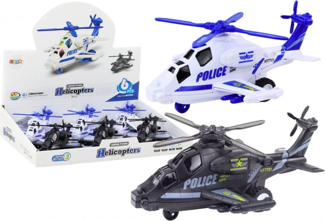 Helicóptero policial con propulsión por fricción, luz y sonido