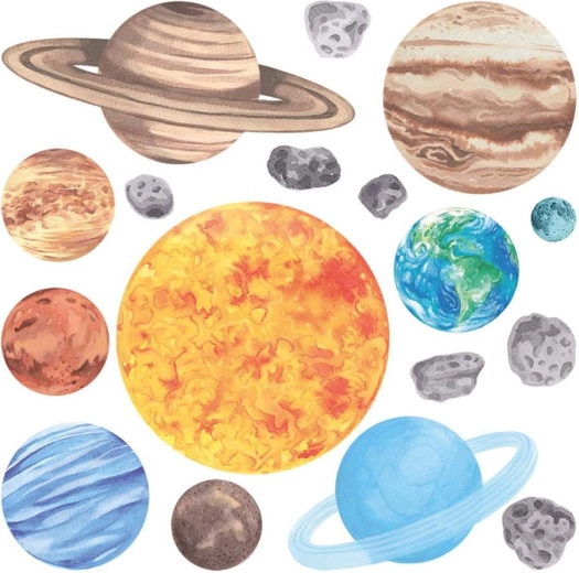 Decoración educativa con todos los planetas