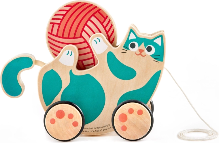 Arrastrable gatito con sonajero