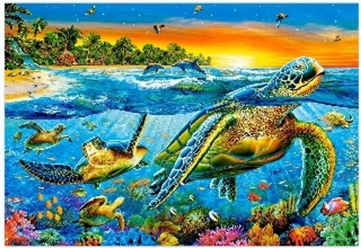Pintura de diamantes – tortugas marinas 30 × 40 cm