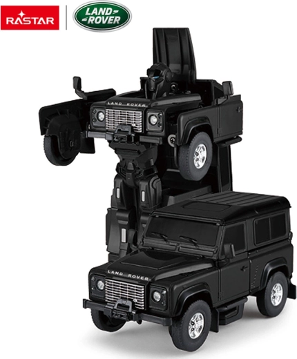Coche metálico y robot 2 en 1 Land Rover Defender Rastar 1:32 negro - 1 pieza