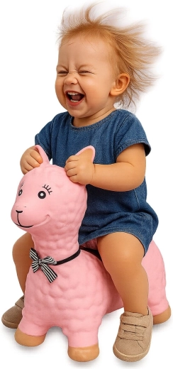 Lama saltarina HoppyDoo rosa con inflador