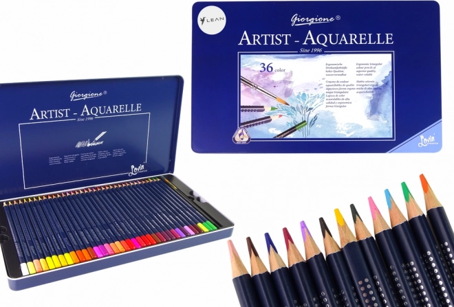 Set de 36 lápices acuarelables en estuche metálico