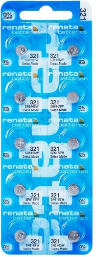 Pila de botón Renata 321 1,55 V 6,8 × 1,65 mm – paquete de 10 uds.