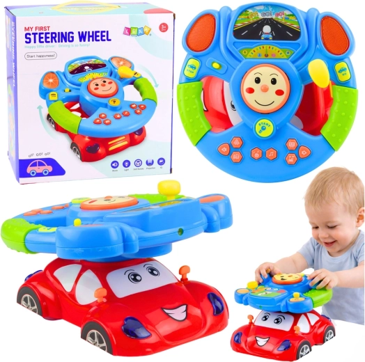 Volante educativo interactivo para niños con música, LED y proyector