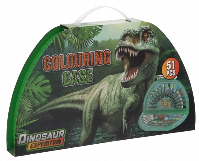 Estuche de dibujo semicircular Dino – 51 piezas