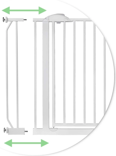 Ancho 75–105 cm con extensiones prácticas