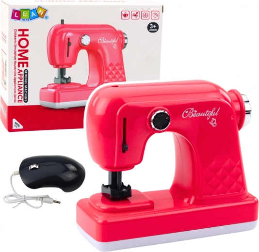 Divertida máquina de coser para niños con ratón, rosa