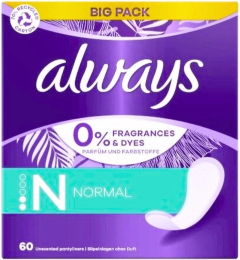 Compresas diarias Always Normal sin perfume 60 uds
