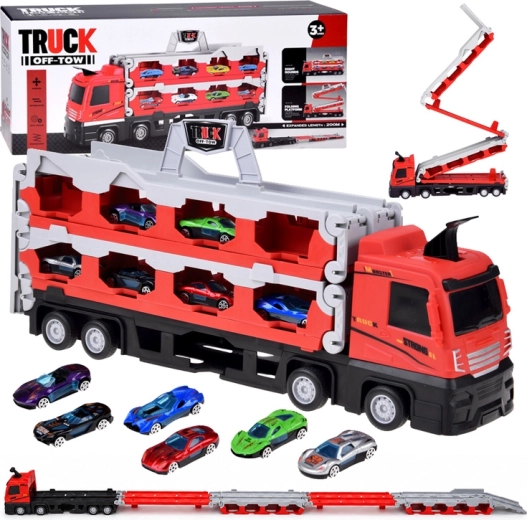 Transportador de coches de dos pisos desplegable con 6 coches