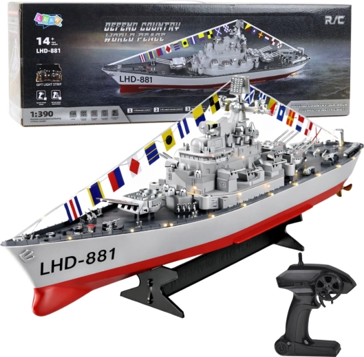 Lancha de guerra RC de carreras con iluminación LED 1:390