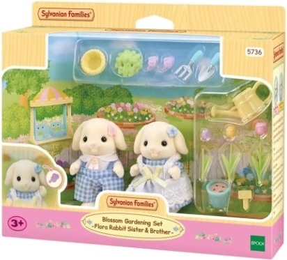 Set de flores Sylvanian Families con los hermanos Flora Rabbit