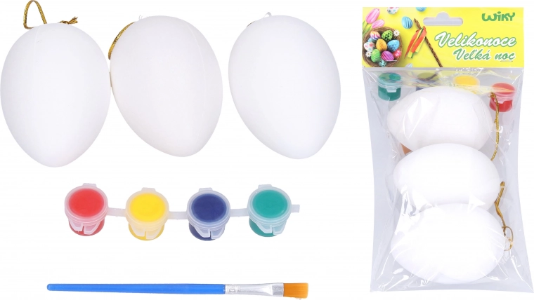 Huevos para colorear 5 × 8 cm, set de 3 uds con pinturas y pincel