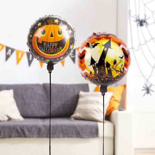Globos de aluminio de Halloween con calabaza y castillo – 2 unidades