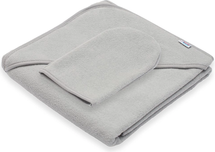Toalla infantil de rizo con capucha New Baby Basic 80 × 80 cm gris