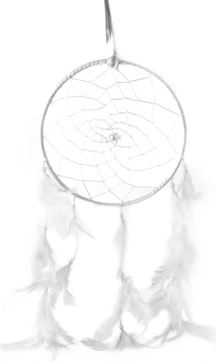 Atrapasueños blanco con tejido de algodón y plumas de 90 cm
