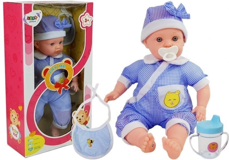 Muñeca bebé de 45 cm con ropa azul
