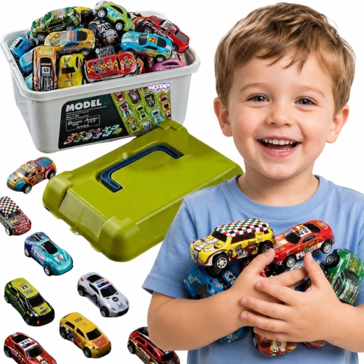 Woopie set de coches de carreras en maletín con mapa - 50 uds.