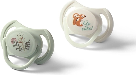 BabyOno chupetes de silicona simétricos 6–18 m, 2 uds (diurno + nocturno luminoso)