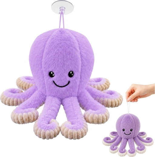 Pulpo de peluche con ventosa morado 16 cm - 1 pieza