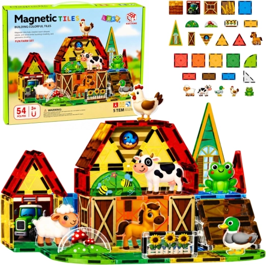 Piezas de construcción magnéticas granja con animales 54 uds