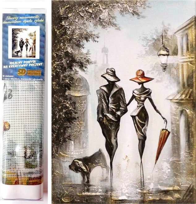 Pintura de diamantes Paseo romántico 30x40 cm