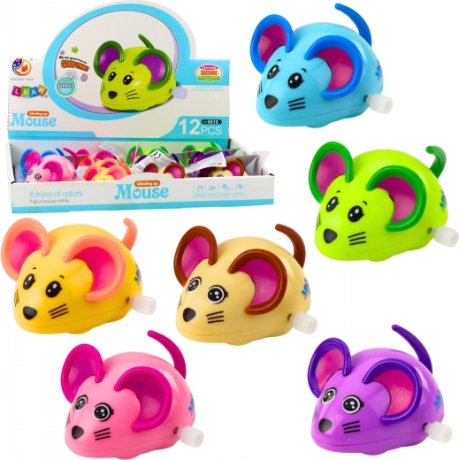 Ratón de cuerda con cola móvil 8 cm – mix de colores