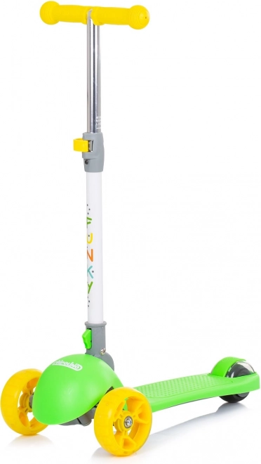 Patinete infantil CHIPOLINO Funky con ruedas luminosas, verde‑amarillo