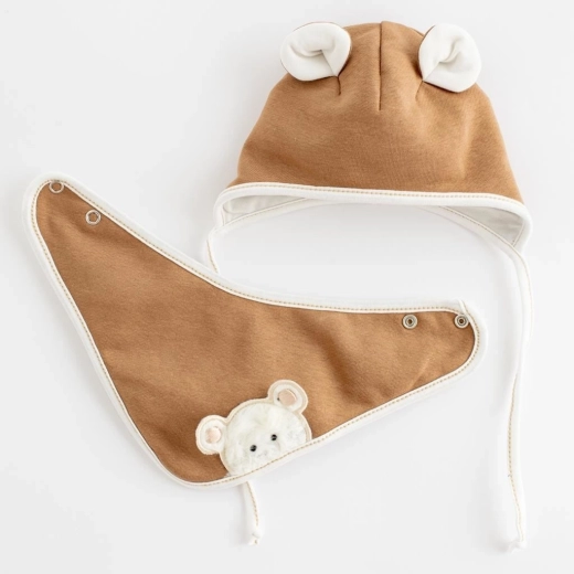 Gorrito primaveral para bebé con pañuelo para el cuello New Baby Sebastian marrón 86 (12–18 m)
