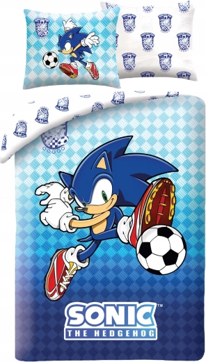 Ropa de cama infantil Sonic Football de microfibra azul