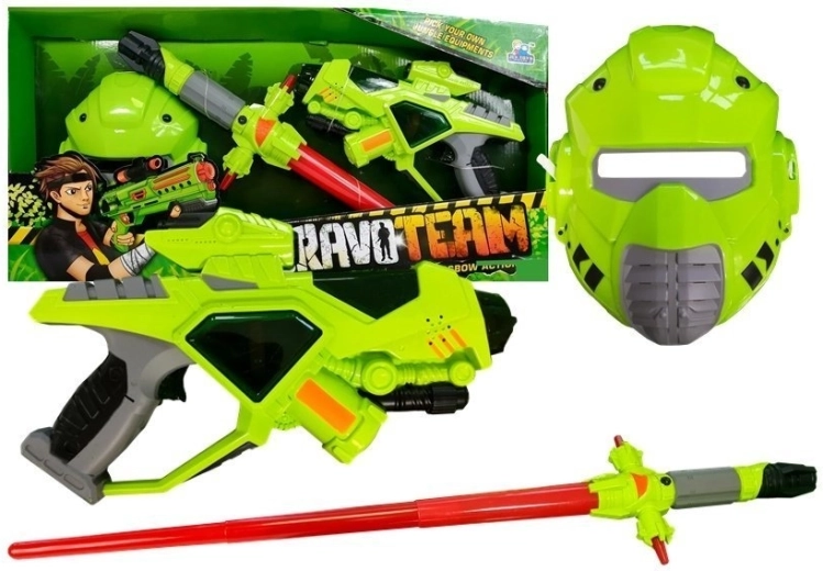 Arma cósmica con espada luminosa y máscara – set verde