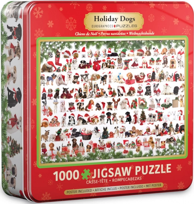 Puzzle en caja metálica Navideños perros 1000 piezas EUROGRAPHICS