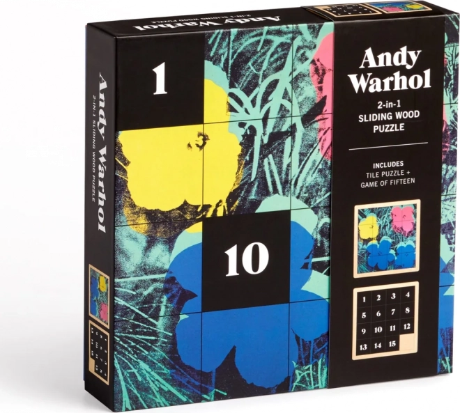 Rompecabezas deslizante de madera Andy Warhol: Flores 2 en 1
