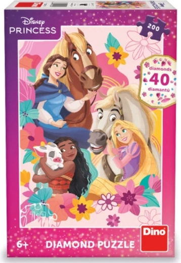 Puzzle Dino con gemas Princesas con animales 200 piezas