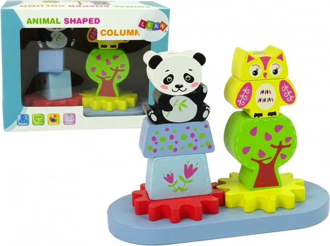 Clasificador de animales de madera Sova Panda con engranajes