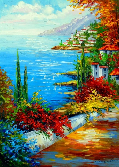 Puzzle Pueblecito junto al Mar 1000 Piezas