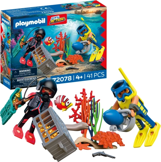 Playmobil City Action buzo policial con tesoro – set de juego con figuras y accesorios