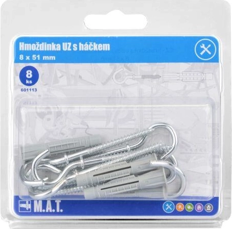 Taco anudable con gancho 8 × 51 mm, zincado blanco (8 uds.)