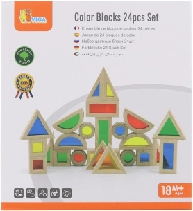 Bloques de madera de colores - 24 unidades