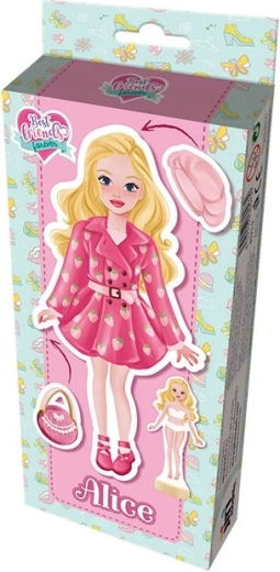 muñecas magnéticas recortables alice con base de madera