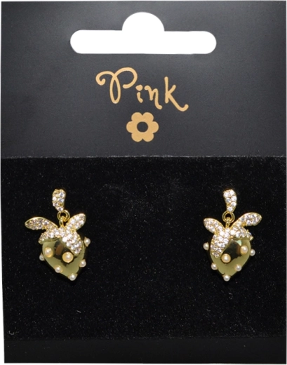 Pendientes chapados en oro Fresa con cristales