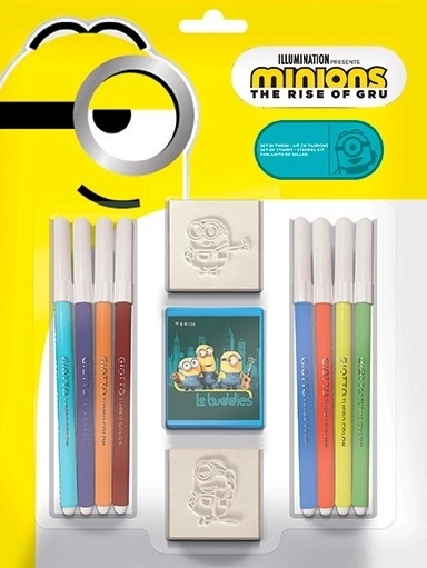 Set de sellos Multiprint Minions: 2 sellos y 8 rotuladores