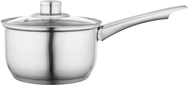 Cazo de acero inoxidable Fabio con tapa de vidrio 1,9 l 16 cm