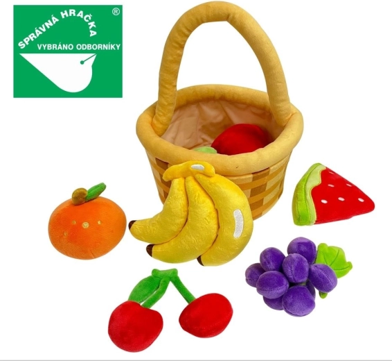 Frutas de peluche Magic Baby en una cesta