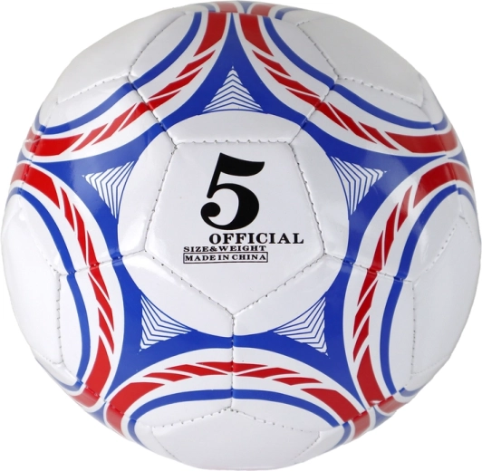 Balón de fútbol tamaño 5 blanco con diseño azul-rojo