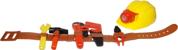 Cinturón infantil con herramientas y casco de protección