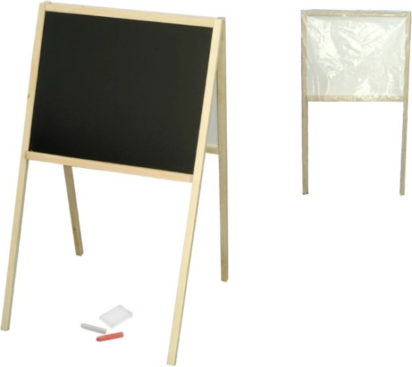 Pizarra infantil de madera de doble cara en forma de A 82 × 47,5 × 50 cm